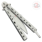 Ace of Diamonds Butterfly Knife w/ Clip & Sheath - Brushed Silver Balisong