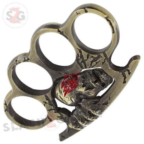 Doomsday Hunter Zombie Skull Brass Knuckles Paperweight Heavy Duty Belt Buckle