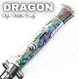 Dragon Stiletto Automatic Knife Italian Style Switchblade - Rainbow 3D Knives