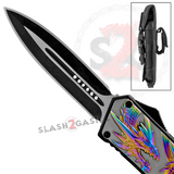 Dragon OTF Knife Titanium Rainbow Automatic Out The Front D/A Switchblade Knives
