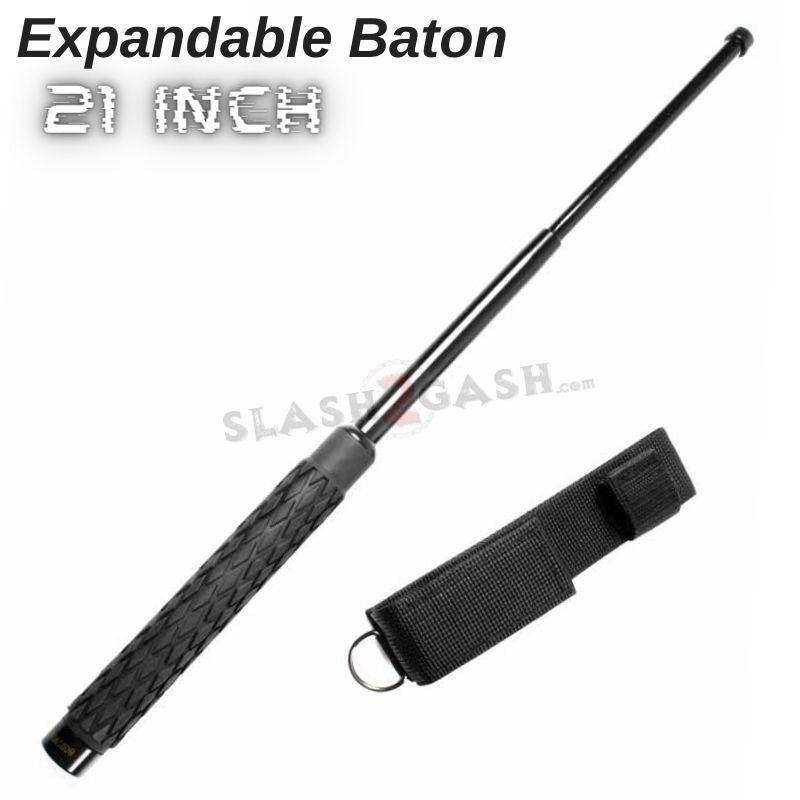 Expandable Baton Metal Police Stick w/ Sheath 21" Inch Slash2Gash