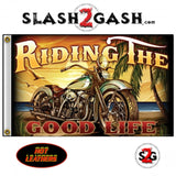 Riding The Good Life Biker Flag 3 x 5 Chopper On The Beach Hot Leathers FGA1070