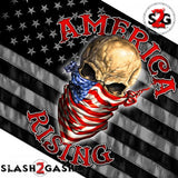 America Rising Flag 3 x 5 w/ Gray American Flag & Bandana Skull Hot Leathers FGA1071