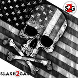 Gray Skull Flag 3 x 5 w/ Grey American Flag & Crossbones Hot Leathers FGA1073