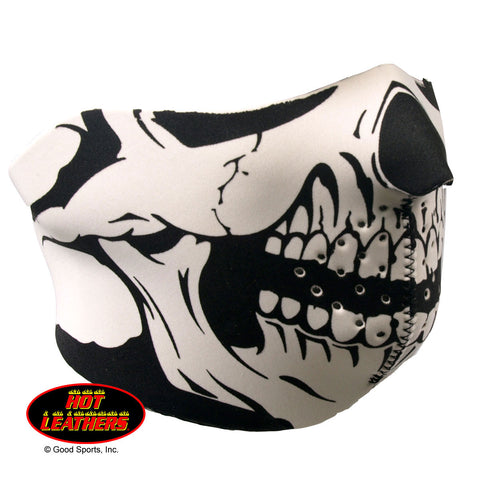 Hot Leathers Neoprene Skull 1/2 Mask - Black and White Face Mask facemask