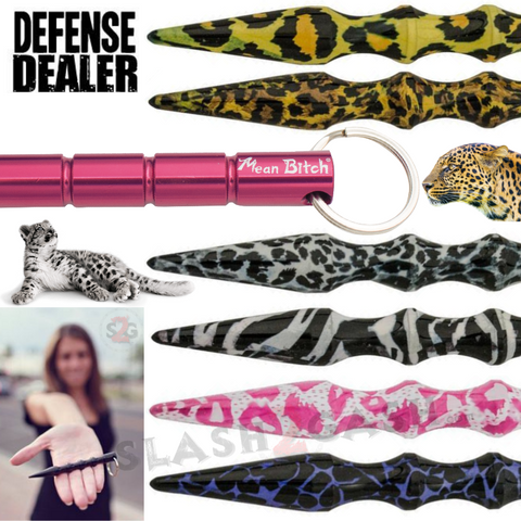 Wavy Kubotan Self Defense Stick Keychain Ninja Weapon - Animal Print Pattern Kubaton Women Protection