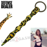 Wavy Kubotan Self Defense Stick Keychain Ninja Weapon - Giraffe Animal Print Pattern Kubaton Women Protection