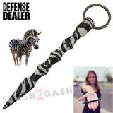 Wavy Kubotan Self Defense Stick Keychain Ninja Weapon - Zebra Animal Print Pattern Kubaton Women Protection