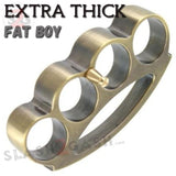 Antique Brass Knuckles Large Fat Boy Extra Wide Chubby Chunk Belt Buckle & Paperweight Big Hands
