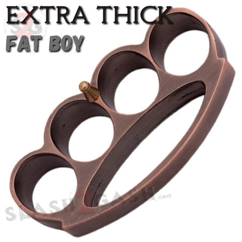Copper Brass Knuckles Large Fat Boy Extra Wide Chubby Chunk Belt Buckle & Paperweight Big Hands