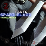 Spare Tanto Blade for The ONE Franken REPLICANT Butterfly Knife TITANIUM Balisong Replacement - (clone) with hardware