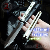 Franken REP Balisong TITANIUM Butterfly Knife Black White G10 - (clone) Replicant Alt Blade Gold Liners STITCHED