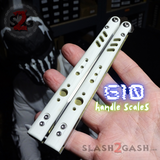 FrankenREP Butterfly Knife TITANIUM Balisong White G10 Handle Scales - (clone) Replicant Gold Liners the one Baliplus