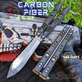 FrankenREP Butterfly Knife TITANIUM Balisong Carbon Fiber - (clone) Replicant Alt Blade Gold Liners CF STITCHED