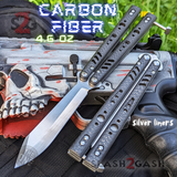 FrankenREP Butterfly Knife TITANIUM Balisong Carbon Fiber - (clone) Replicant Alt Blade Silver Liners CF STITCHED