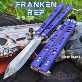 FrankenREP Butterfly Knife TITANIUM Balisong Purple G10 - (clone) Replicant Alt Blade Silver Liners PP STITCHED