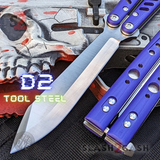FrankenREP Butterfly Knife TITANIUM Balisong Purple G10 - (clone) Replicant Alt Blade Gold Liners PP STITCHED