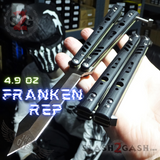 FrankenREP Butterfly Knife TITANIUM Balisong Black G10 - (clone) Replicant Tanto Blade Gold Liners