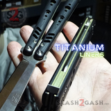 FrankenREP Butterfly Knife TITANIUM Balisong Black G10 - (clone) Replicant Gold Liners