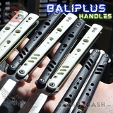 Franken REP Balisong TITANIUM Butterfly Knife Black White G10 - (clone) Replicant Baliplus Handles STITCHED