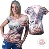 Hot Leathers Angel Wings Sublimation Ladies T-Shirt