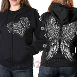 Hot Leathers Ornate Angel Wings Zip-Up Hooded Sweat Shirt