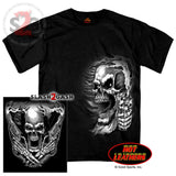 Hot Leathers Assassin Double Sided T-Shirt Skull & Smoking Pistols