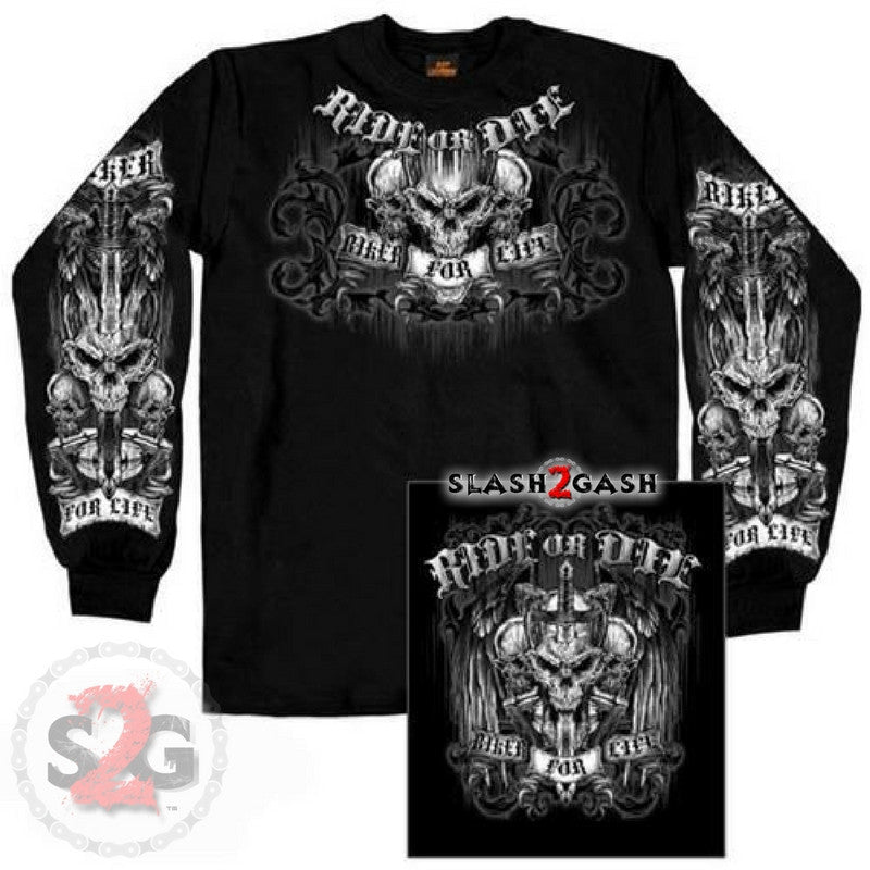 Amazon.com: Hot Leathers Electric Skull Long Sleeve T-Shirt