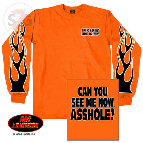 Hot Leathers Bikers Against Dumb Drivers Long Sleeve Neon Safety Shirt