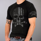 Faded Flag Skull T-Shirt 2nd Amendment Support Crew Sleeve Print Crossbones Custom slash2gash S2G