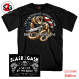 2nd Amendment Rattler T-Shirt Don't Tread On Me Gun Rights snake w/ pistol slash2gash S2G