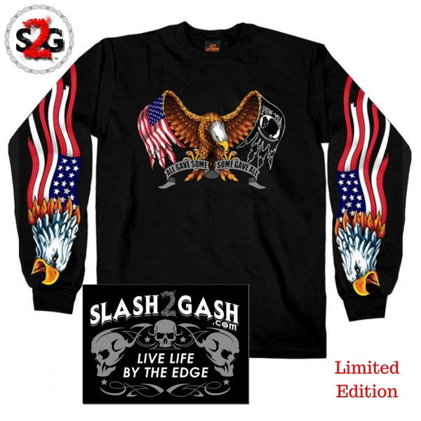 All Gave Some Long Sleeve Shirt w/ American Flag Eagle POW MIA