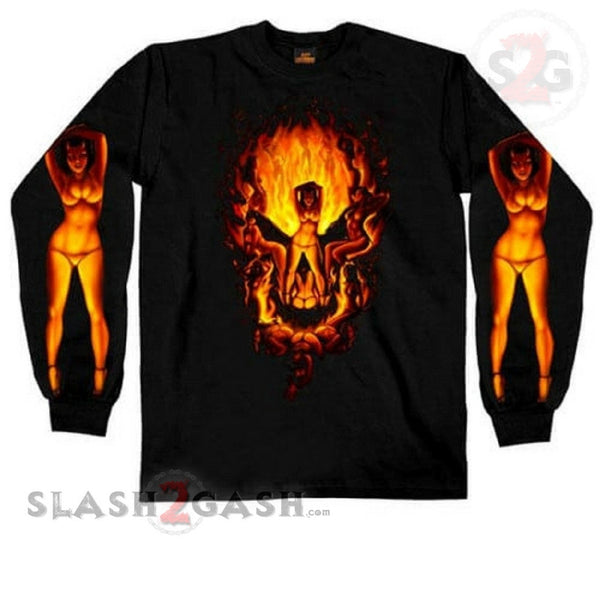 Hot Leathers Devil Chicks Make Skull Long Sleeve Shirt LAST