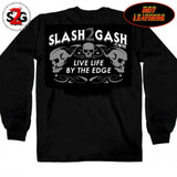slash2gash S2G Hot Leathers Jolly Roger Skull & Skeleton Bones Long Sleeve Biker Shirt