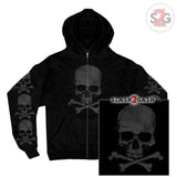 Hot Leathers Skull and Crossbones Zip-Up Hooded Sweat Shirt Hoodie