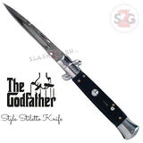 The Godfather Italian Stiletto Automatic Knife Classic Mafia Switchblade - Black Acrylic