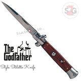 The Godfather Italian Stiletto Automatic Knife Classic Mafia Switchblade - Rosewood
