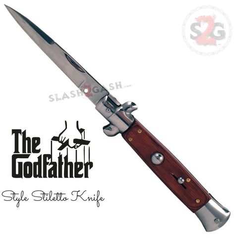Godfather Stiletto Automatic Knife Classic Switchblade - Rosewood