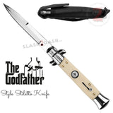 Stiletto Switchblade Knife Automatic Classic Italian Style Godfather Knives - Faux Bone Handle (BEST Spring)