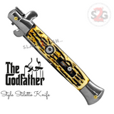 Italian Stiletto Style Switchblade Knife Automatic Classic Godfather Knives - Faux Stag Horn Antler Handle (BEST Spring)
