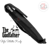 Godfather Stiletto Knife Italian Style Classic Switchblade Automatic Knives - Gold Marble Black Pearl (UPGRADED Spring) Sheath