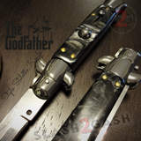 Godfather Stiletto Knife Italian Style Classic Switchblade Automatic Knives - Marble Black Pearl (UPGRADED Spring) slash2gash S2G