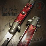 Godfather Stiletto Knife Italian Style Classic Switchblade Automatic Knives - Marble Red Pearl (UPGRADED Spring) slash2gash S2G