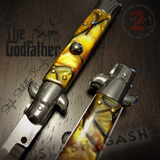 Godfather Stiletto Knife Italian Style Classic Switchblade Automatic Knives - Marble Yellow Pearl (UPGRADED Spring) slash2gash S2G