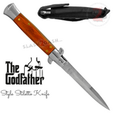 Godfather Stiletto Knife Italian Style Classic Switchblade Automatic Knives - Rosewood (UPGRADED Spring)