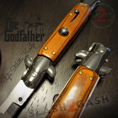 Godfather Stiletto Knife Italian Style Classic Switchblade Automatic Knives - Rosewood (UPGRADED Spring) slash2gash S2G