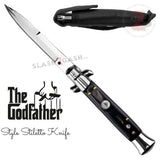 Stiletto Switchblade Automatic Classic Italian Style Godfather Knives - Black Acrylic Handle (BEST Spring)