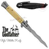 Italian Stiletto Automatic Knife KRISS Switchblade - Snake Blade Wavy, Faux Bone White Godfather