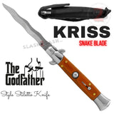 Italian Stiletto Automatic Knife KRISS Switchblade - Snake Blade Wavy, Rosewood Godfather