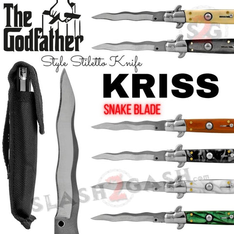 Italian Stiletto Automatic Knife KRISS Switchblade - Snake Blade Wavy